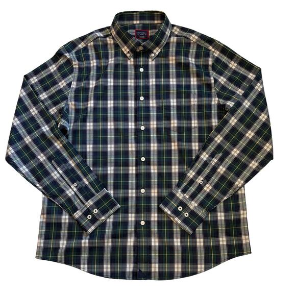 Untuckit Shirt Mens Large Blue Plaid Dole Button Long Sleeve Performance Stretch - Picture 1 of 9